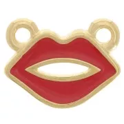 10x13mm Mouth spacer with epoxy resin - Fine Gold-plated - Red x1
