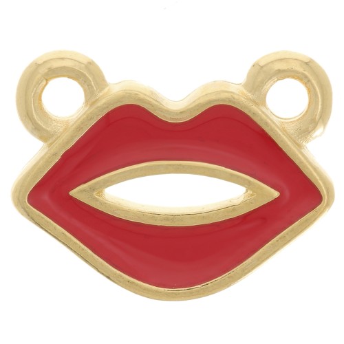 10x13mm Mouth spacer with epoxy resin - Fine Gold-plated - Red x1