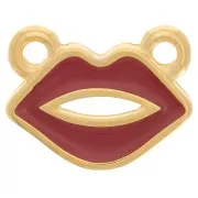 10x13mm Mouth spacer with epoxy resin - Fine Gold-plated - Dark red x1