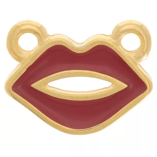10x13mm Mouth spacer with epoxy resin - Fine Gold-plated - Dark red x1
