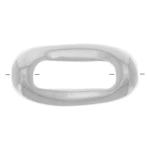 13x6.5mm Rectangular hollow bead - Fine silver plating x1