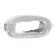 13x6.5mm Rectangular hollow bead - Fine silver plating x1