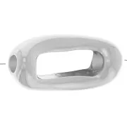 13x6.5mm Rectangular hollow bead - Fine silver plating x1