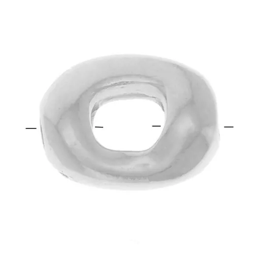 8x6mm Rectangular hollow bead - Fine silver plating x1