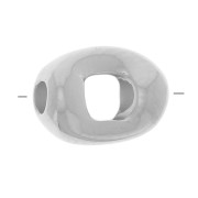 8x6mm Rectangular hollow bead - Fine silver plating x1