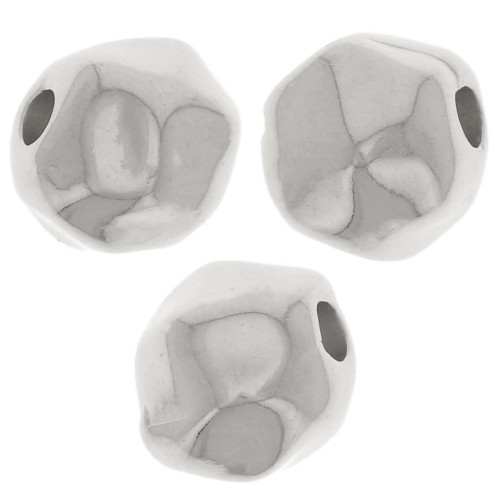 8mm Round irregular bead - Fine silver plating x1