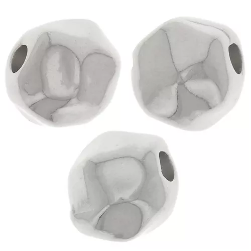 8mm Round irregular bead - Fine silver plating x1