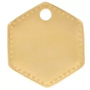 13x12mm Hexagonal charm - Fine gold plated x1