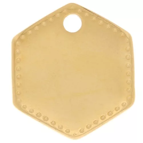 13x12mm Hexagonal charm - Fine gold plated x1