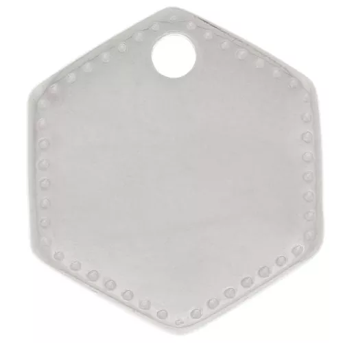 13x12mm Hexagonal charm - Fine silver plating x1