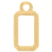 14x7mm Rectangle charm - Fine gold Plated x1