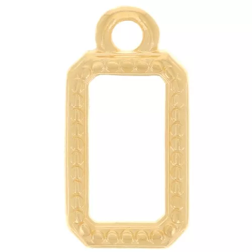 14x7mm Rectangle charm - Fine gold Plated x1