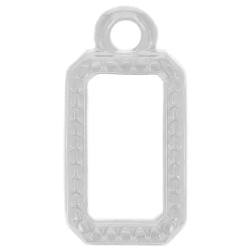 14x7mm Rectangle charm - Fine silver plating x1