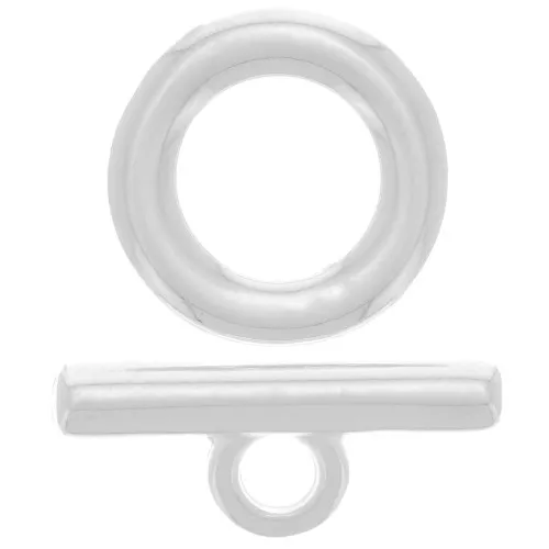 15mm T-clasp for bracelet or necklace - Silver-plated x1