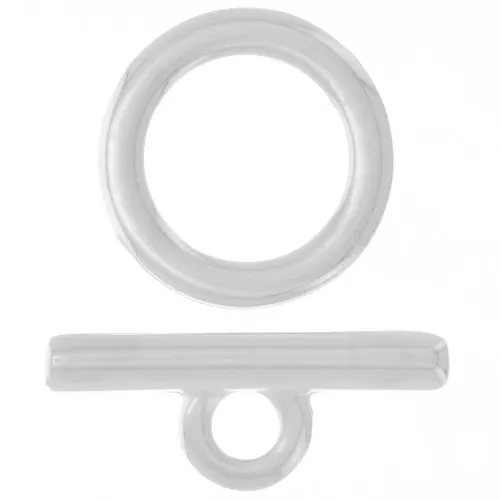 19mm T-clasp for bracelet or necklace - Silver-plated x1