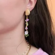 4x7mm Glass flower beads - Opaque Yellow x20