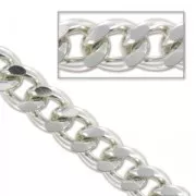 Aluminium Curbchain  9x13mm Rhodium tone x1m
