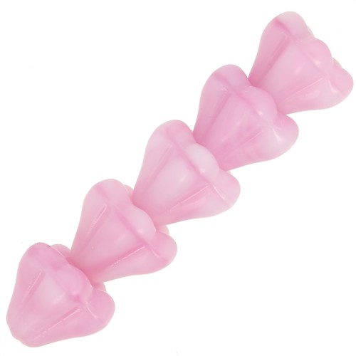 5x6mm Glass flower beads - Dark Rosaline x10