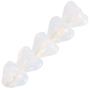 5x6mm Glass flower beads - White Opal x10|raw }}