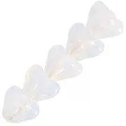 5x6mm Glass flower beads - White Opal x10