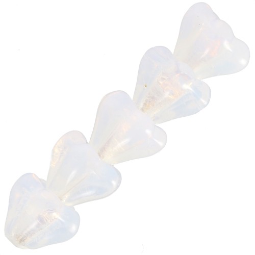 5x6mm Glass flower beads - White Opal x10
