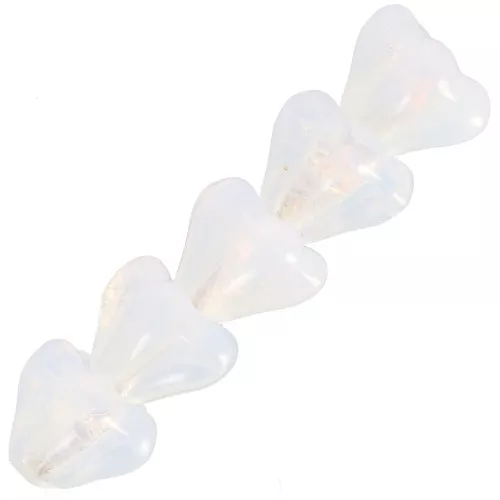 5x6mm Glass flower beads - White Opal x10