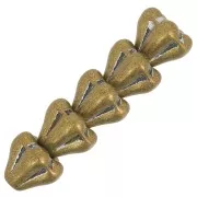5x6mm Glass flower beads - Crystal Metallic bronze x10