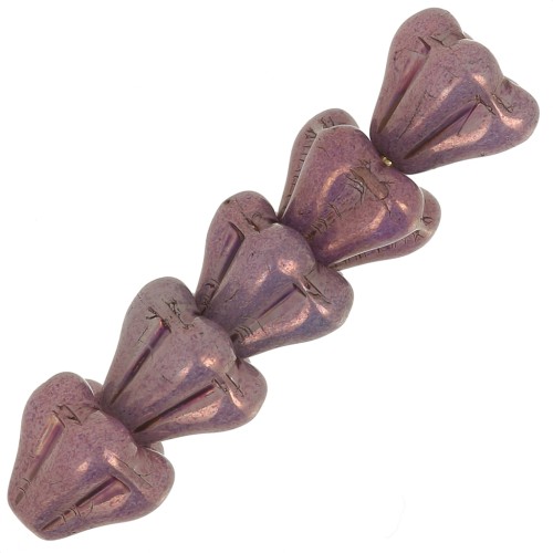 6x8mm Glass flower beads - Opaque Luster Amethyst x10