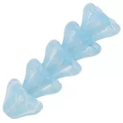 6x8mm Glass flower beads - Light Sapphire x10