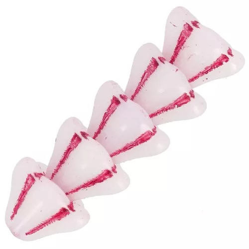 6x8mm Glass flower beads - White Opal Red x10