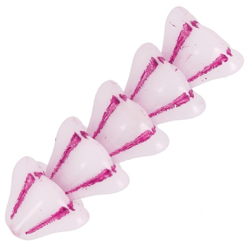 6x8mm Glass flower beads - White Opal Pink x10