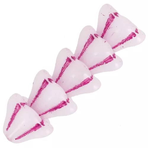 6x8mm Glass flower beads - White Opal Pink x10