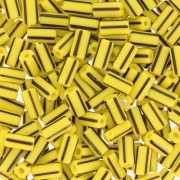 7x3.5mm Striped tube beads - Preciosa Ornela Rola - Yellow - Black x5g
