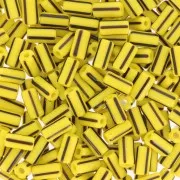 7x3.5mm Striped tube beads - Preciosa Ornela Rola - Yellow - Black x5g