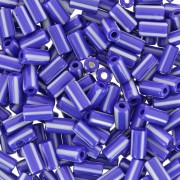 7x3.5mm Striped tube beads - Preciosa Ornela Rola - Blue - White x5g|raw }}