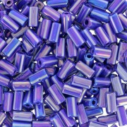 7x3.5mm Striped tube beads - Preciosa Ornela Rola - Blue AB - White x5g|raw }}