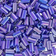 7x3.5mm Striped tube beads - Preciosa Ornela Rola - Blue AB - White x5g