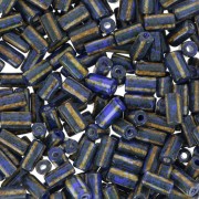 7x3.5mm Striped tube beads - Preciosa Ornela Rola - Blue Travertine - White x5g|raw }}