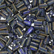 7x3.5mm Striped tube beads - Preciosa Ornela Rola - Blue Travertine - White x5g