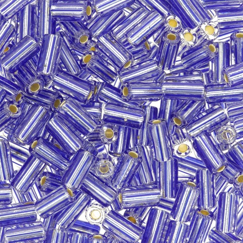 7x3.5mm Striped tube beads - Preciosa Ornela Rola - Crystal silver lined Bleu x5g