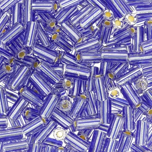 7x3.5mm Striped tube beads - Preciosa Ornela Rola - Crystal silver lined Bleu x5g