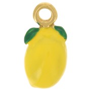 Lemon charm 16.5x8.5mm Epoxy resin - 304 Stainless steel - Gold - Yellow x1