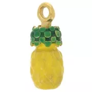 14x5mm Stainless steel 316L Pineapple charm Epoxy resin - Gold - Yellow x1
