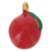 9mm 316L stainless steel Apple charm Epoxy resin - Gold - Red x1|raw }}