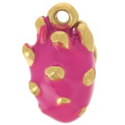 13x8mm Stainless Steel 316L Dragon Fruit Charm Epoxy Resin - Gold - Pink x1|raw }}