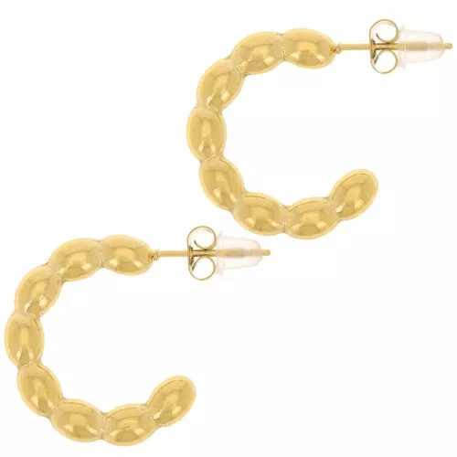 20mm 316L stainless steel Round hoop earrings with rice grain wire - Gold x2