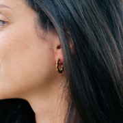 20mm 316L stainless steel Round hoop earrings with rice grain wire - Gold x2