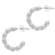 20mm 316L stainless steel Round hoop earrings with rice grain wire x2