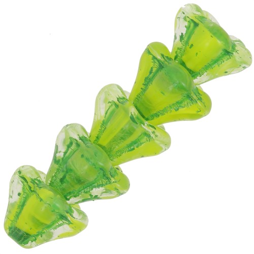 6x8mm Glass flower beads - Crystal Yellow Lime Green x10