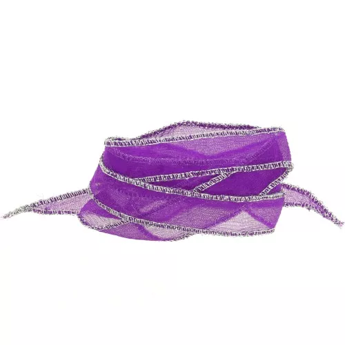 15mm Silk ribbon with silver stitching - Purple x85cm